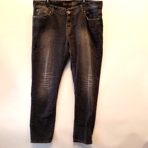 Vintage Y2K Plus Size Black Jeans  Slim Cut Distressed Skinny Cuff Size 18 - Picture 1 of 14